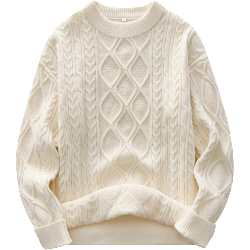 Women Oversized Cable Knit Sweater Thick Acrylic Nylon PBT Fall Winter - Picture 1 of 9
